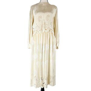 Vintage Umi Collections by Anne Crimmins 100%‎ Silk Cream Dress & Jacket Size 8